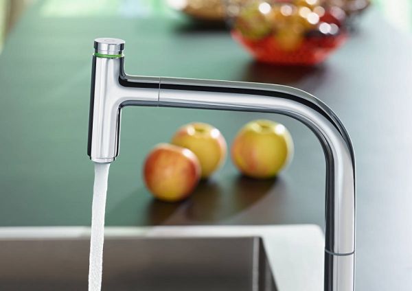 Hansgrohe Metris Select M71 2-Loch Einhebel-Küchenmischer mit Ausziehauslauf und sBox