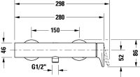 Vorschau: Duravit Tulum Einhebel-Brausemischer Aufputz, schwarz, TU4230000046, techn. Zeichnung