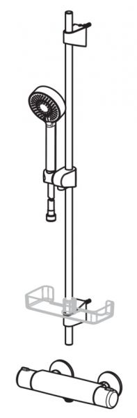 Hansa Hansamicra Brause-Thermostat-Batterie mit Hansabasicjet Wandstangenset 92cm, chrom