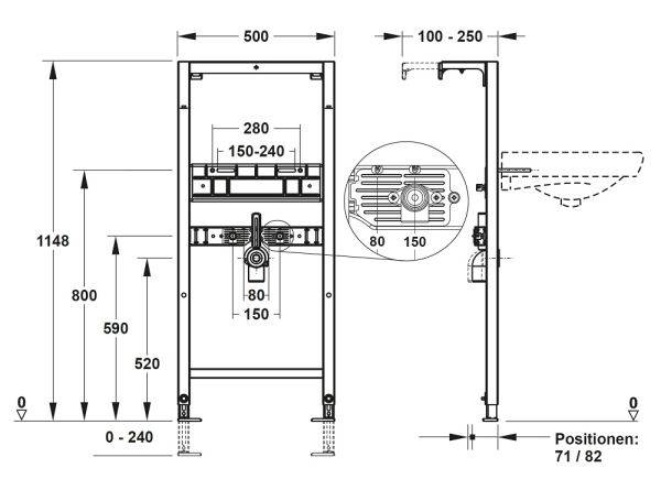 MEPA nextVIT Waschtisch-Element für Einlochbatterie, BH 120cm