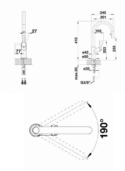 Blanco Carena-S Vario Küchen-Einhebelmischer mit Ausziehbrause, chrom