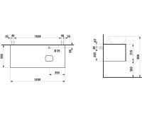 Vorschau: Laufen IL BAGNO ALESSI One Schubladenelement 1200, Ausschnitt rechts inkl. Hahnloch, zu WT H818977/8