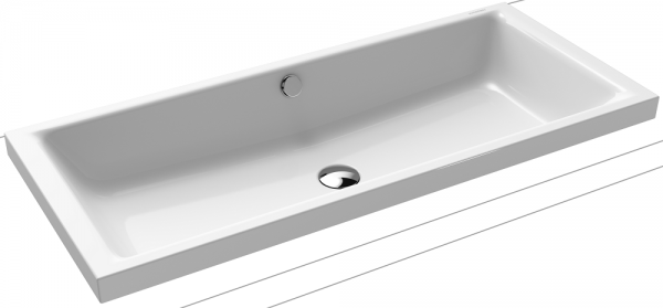 Kaldewei Puro S Aufsatzwaschtisch 90x38,5x40cm, ohne Hahnloch mit Perl-Effekt, Mod. 3174 ohne Hahnloch weiß