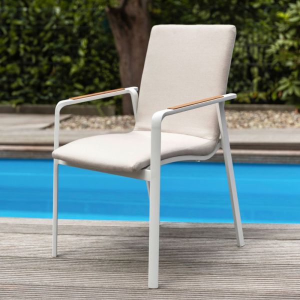 KETTLER DINING DIAMOND Casual-Dining-Set inkl. Tisch Sunbrella®, weiß matt/ natte linen chalk