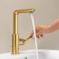 Vorschau: Grohe Lineare Badarmatur L-Size mit Zugstangen-Ablaufgarnitur, cool sunrise gebürstet