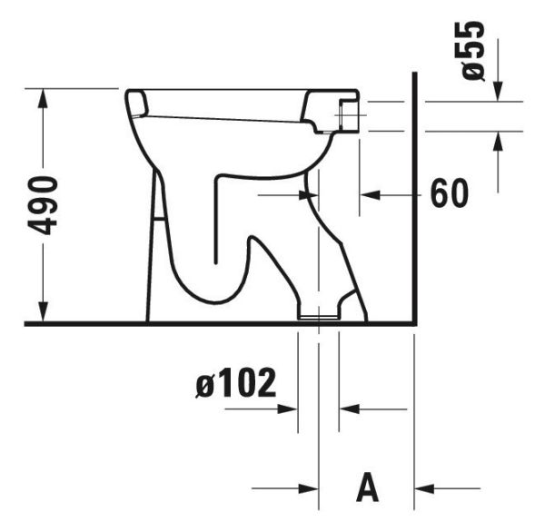 Duravit Duraplus Stand-WC Flachspüler 36x50,5cm, weiß