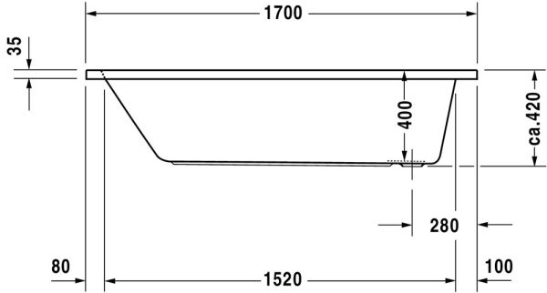 Duravit D-Code Einbau-Badewanne rechteckig 170x75cm, weiß