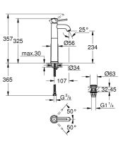 Vorschau: Grohe Start Classic Einhebelmischer XL-Size für Waschschüsseln mit Push-Open, chrom