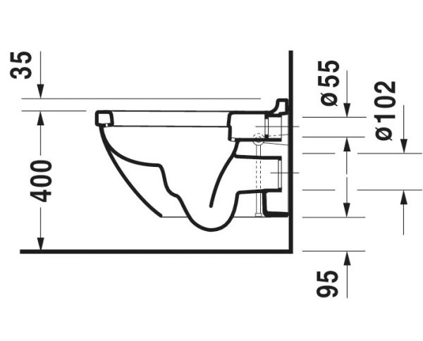 Duravit Starck 3 Wand-WC 54x36cm, oval, WonderGliss, Durafix, weiß