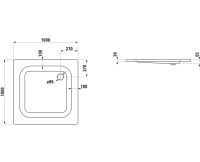 Vorschau: Laufen Platina Duschwanne 100x100cm flach, Einbauhöhe 6,5cm