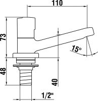 Vorschau: Laufen Citypro Einhand-Kaltwasserbatterie Ausladung 110mm, chrom H3119580041101_1