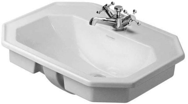 Duravit Serie 1930 Einbauwaschtisch oktogonal 58x47cm, mit Hahnloch, mit Überlauf, weiß 0476580000