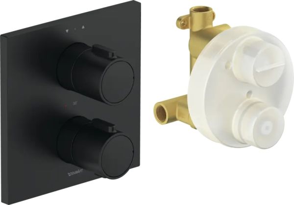 Duravit Duschthermostat eckig, Unterputz mit Grundkörper, schwarz matt TH4200007046 