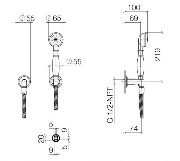 Dornbracht Madison Schlauchbrausegarnitur mit Einzelrosetten FlowReduce