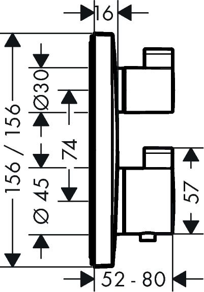 Hansgrohe Ecostat Square Thermostat Unterputz für 1 Verbraucher, chrom