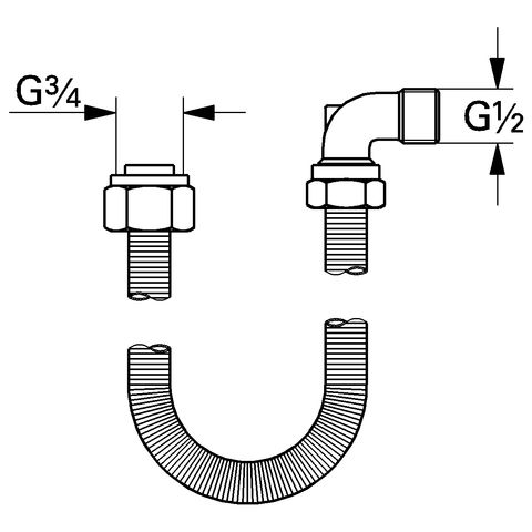 Grohe Talentofill Anschlussgarnitur mit 1,5m flexiblem Anschlussrohr DN20