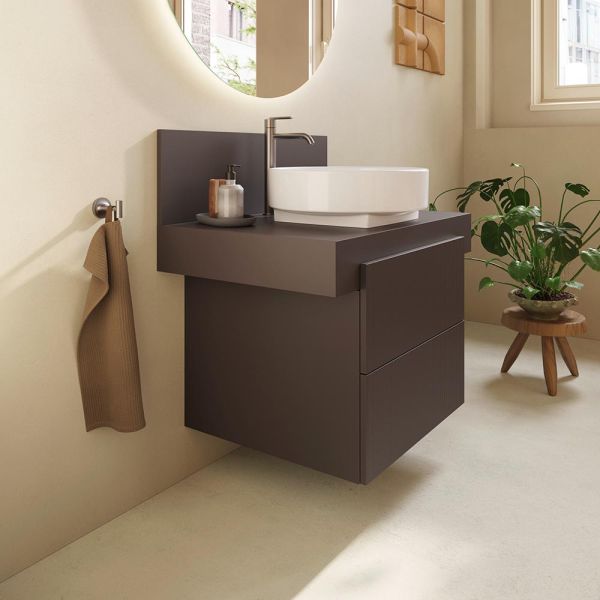 Duravit Balcoon Set Aufsatzbecken mit Unterschrank 80cm, schieferbraun matt