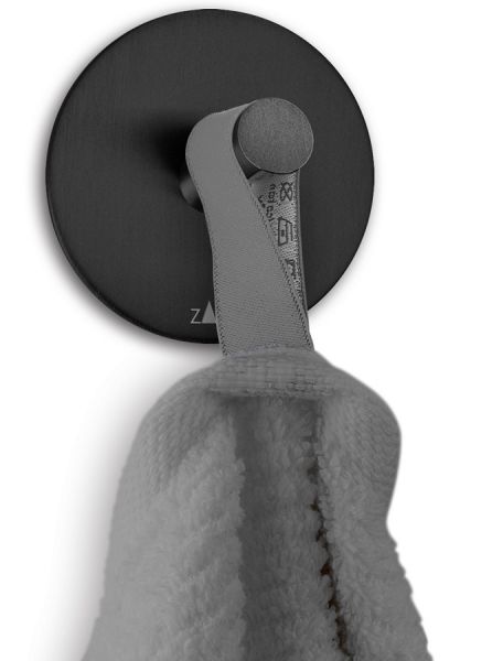 ZACK DUPLO runder Handtuchhaken Ø 55mm selbstklebend, schwarz 40447