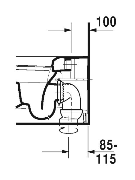 Duravit ME by Starck Stand-WC back to wall, Tiefspüler, Abgang waagrecht, weiß