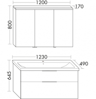 Vorschau: Burgbad Eqio Badmöbel-Set 123cm, Spiegelschrank, Keramik-Waschtisch und WT-Unterschrank