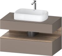 Vorschau: Duravit Qatego Unterschrank für Aufsatzbecken 100x55cm in basalt matt, mit offenem Fach in eiche marmoriert QA4731 