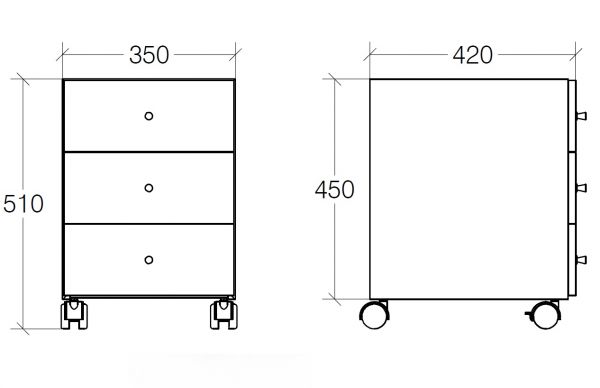 lineabeta RUNNER Rollcontainer mit 3 Schubladen, edelstahl poliert