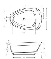 Vorschau: RIHO Solid Surface Toledo freistehende Badewanne 158x110x62cm, weiß seidenmatt