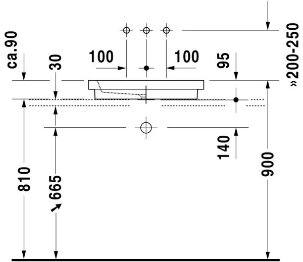 Duravit Universal Einbauwaschtisch rechteckig 58x41,5cm, ohne Überlauf, ohne Hahnloch, weiß 0317580029