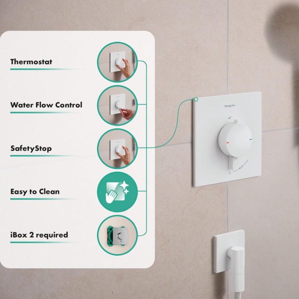 hansgrohe Ecostat Comfort E Thermostat Unterputz für 1 Funktion, weiß matt