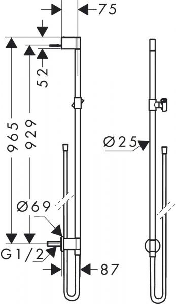 Axor One Duschstange mit Wandanschluss und Duschschlauch