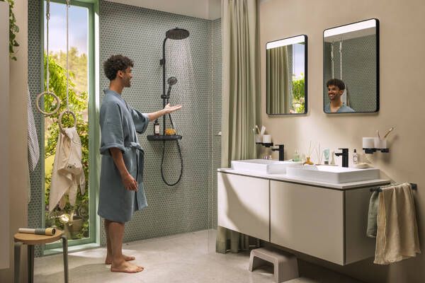 hansgrohe Activera S Duschsystem 240 1jet EcoSmart+ ShowerTablet Select, schwarz matt
