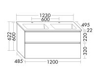 Vorschau: Burgbad Lin20 Keramik-Doppelwaschtisch mit Waschtischunterschrank, wandhängend, 123x49,5cm SGHL123F5351C0001