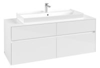 Vorschau: Villeroy&Boch Collaro Waschtischunterschrank passend zu Aufsatzwaschtisch 4A331G, 4 Auszüge, 140cm ohne LED, glossy white C09200DH
