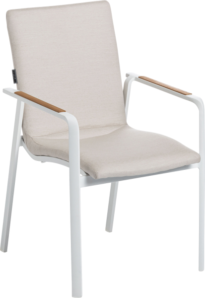 KETTLER DINING DIAMOND Stapelsessel Sunbrella®, weiß matt natte linen chalk 0103902-5820