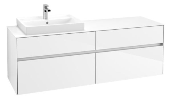 Villeroy&Boch Collaro Waschtischunterschrank passend zu Aufsatzwaschtisch 4A336G, 4 Auszüge, 160cm glossy white C02200DH