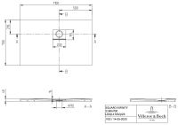 Vorschau: Villeroy&Boch Squaro Infinity Quaryl®-Duschwanne, Eckeinbau rechts gegen Wand, 110x70cm, technische Zeichnung
