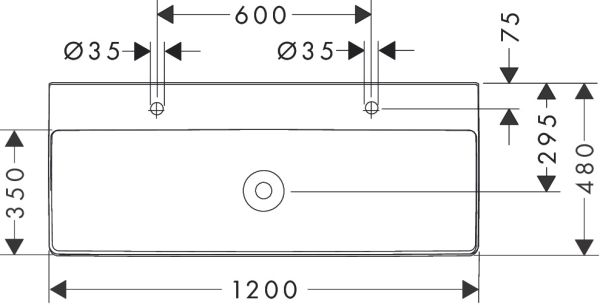 hansgrohe Xelu Q Waschtisch 120x48cm mit 2 Hahnlöchern, weiß