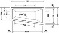 Vorschau: Duravit No.1 Trapez-Badewanne 150x80cm, Rückenschräge rechts, weiß