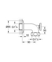 Vorschau: Grohe Abgangsbogen Ausladung 90mm mit Thermometer 1 1/2"x1/4" chrom Vorschau: Grohe Abgangsbogen Ausladung 90mm mit Thermometer 1 1/2"x1/4" chrom