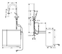 Vorschau: Hansgrohe Aqittura M91 Küchenarmatur mit SodaSystem 210 Starter Set, mit sBox lite, edelstahl finish