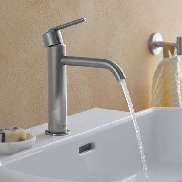 Duravit Balcoon Waschtischarmatur M, edelstahl gebürstet