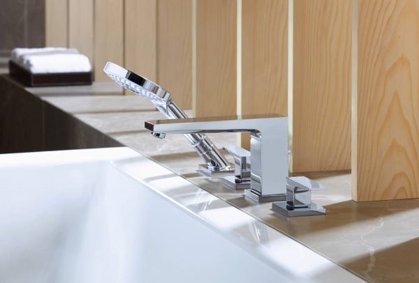 Hansgrohe Metropol 4-Loch Wannenrandarmatur mit Hebelgriffen und Secuflex, chrom