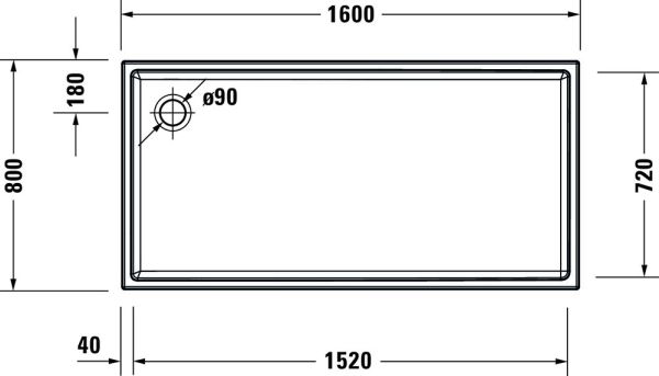 Duravit Starck Slimline Duschwanne 80x160cm rechteckig, weiß
