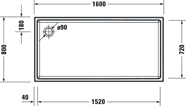 Duravit Starck Slimline Duschwanne rechteckig 80x160cm, Sanitäracryl, weiß