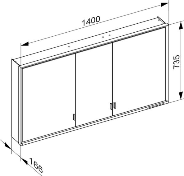 Keuco Royal Lumos Spiegelschrank für Wandvorbau, 3 lange Türen, 140x73,5cm 14306172301_2