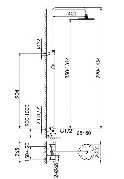 Steinberg Serie 100 Brauseset komplett mit Thermostatarmatur, mit Regenbrause mit Easy-Clean 1002721RG