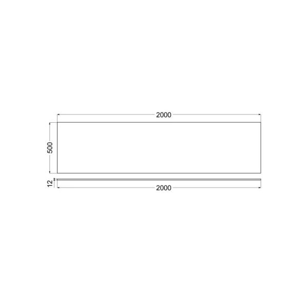 Kludi ICOS Deckplatte 200x50cm für Waschtischunterschrank, weiß matt