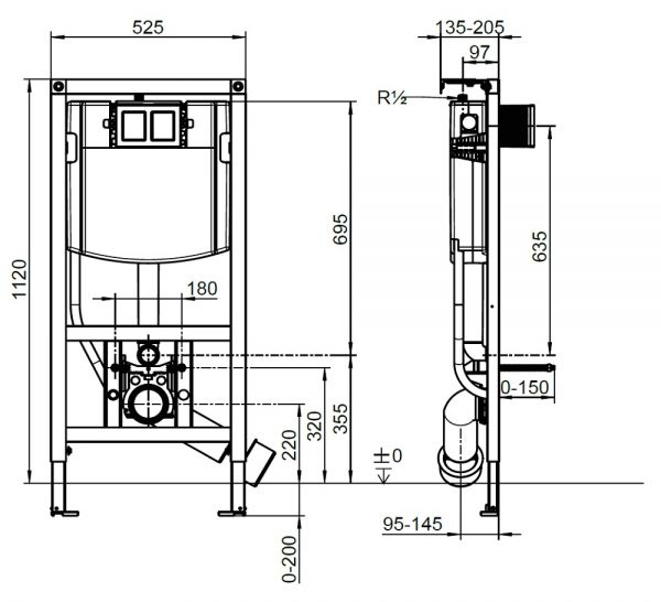 Villeroy&Boch ViConnect Wand-WC-Montageelement für Dusch-WC, BH 112cm