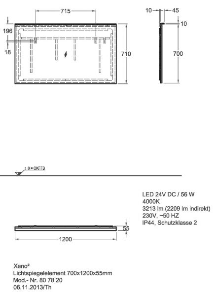 Geberit Xeno² Lichtspiegelelement 120x71cm