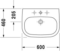 Vorschau: Duravit D-Code Waschtisch 60x46cm, mit Überlauf, ohne Wondergliss, weiß 2310600000